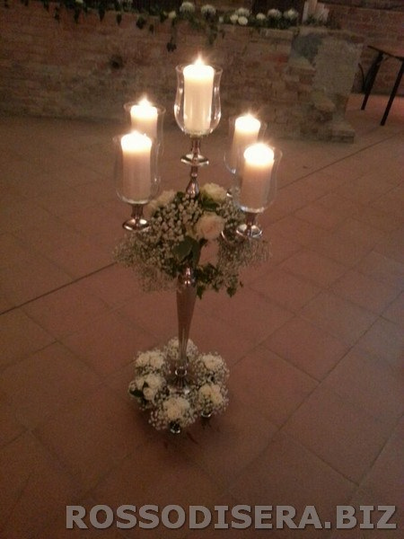 Noleggio Candelabro silver con parafiamma a Milano